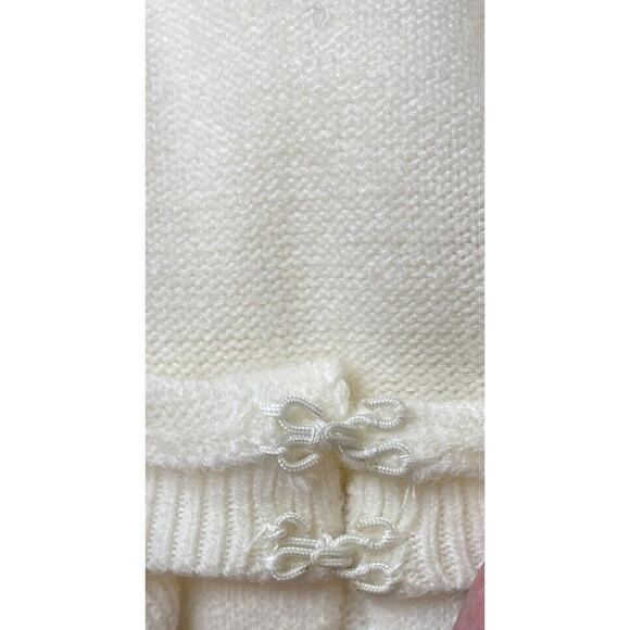 3 for $25-RUBY RED SZ L Cardigan 100% Acrylic Ivory 2 Hook Open Front w/Roses - Picture 9 of 10